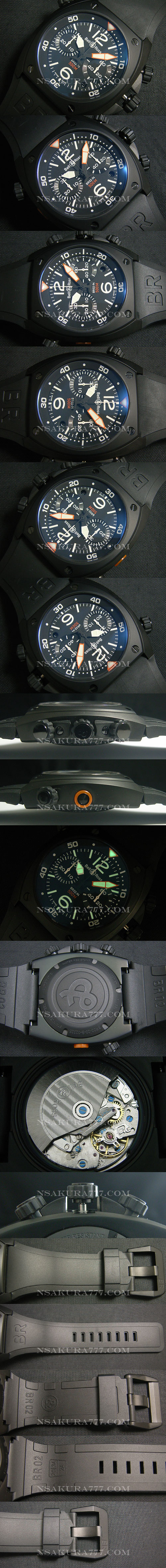 レプリカ時計ベル&ロス BR02-94 クロノグラフ Asian 7750搭載 28800振動 オートマティック - ウインドウを閉じる